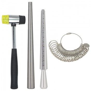 4 Pcs/Kit Ring Enlarger Stick Mandrel Handle Hammers Ring Sizer Finger Measuring Stick